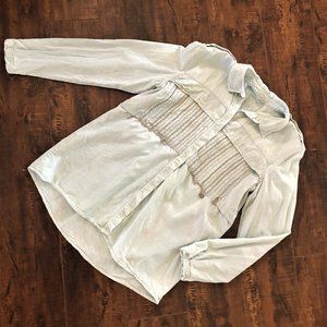 LIGHT GREEN DENIM BLOUSE - ZARA